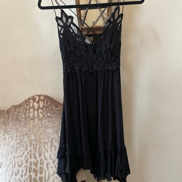 Free People Black Embroidered Lace Cotton Dress - Picture 5 of 5